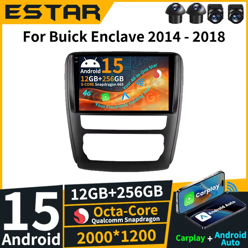 Wireless Carplay Auto Android 15 For Buick Enclave 2014 - 2018 360 Camera Car Radio RDS Head Unit Stereo 4G LTE DSP 2K QLED BT