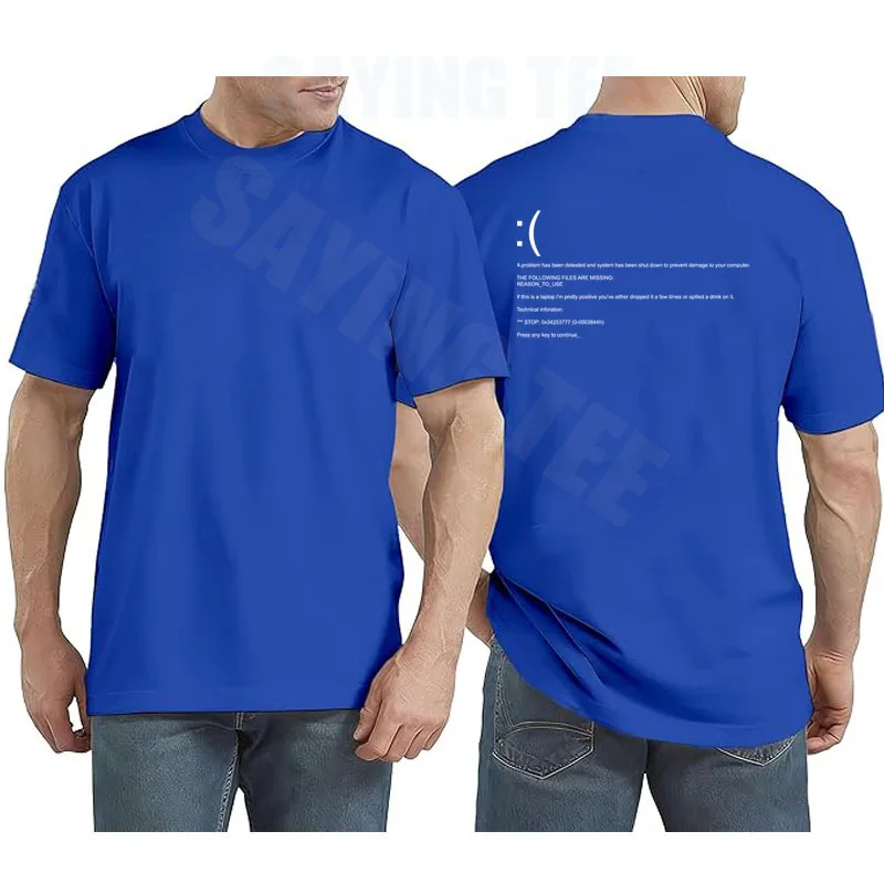 Lustiges Blue Screen of Death Geek Halloween Party Grafik-T-Shirt für Männer, Mode 404-Seiten-Druck, Programmierer Casual T-Shirt aus Baumwolle – Detail 11