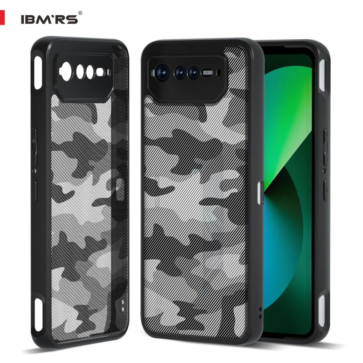 IBMRS -mobile phone case for Asus ROG Phone 6/6pro/6d, military design, shockproof protective cover, camo Black