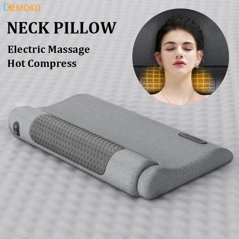 Aquecimento elétrico pescoço massagem travesseiro vibração shiatsu cervical coluna massagem almofada trapezius músculo ombro pescoço massageador