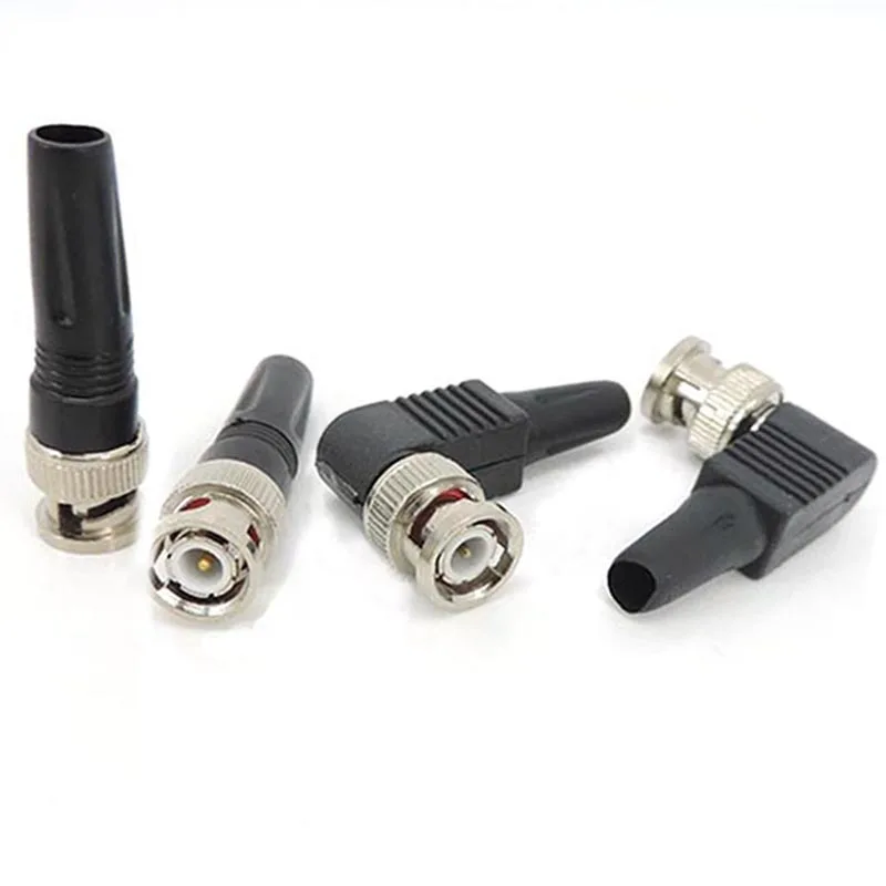 Bnc Male plug Connector right angle 90 degree adapter For Rg59 solderless Cable CCTV video balun no solder