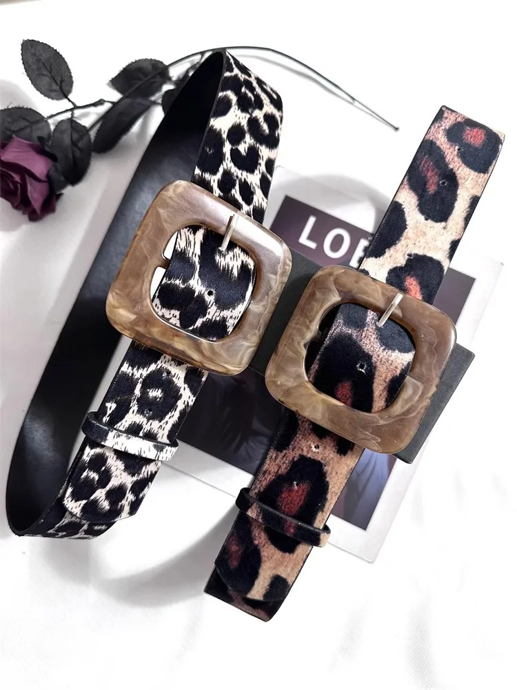 女性の Pu レザーヒョウコルセット女性カマーバンドコートウエストバンドドレス装飾ワイドベルト J1584