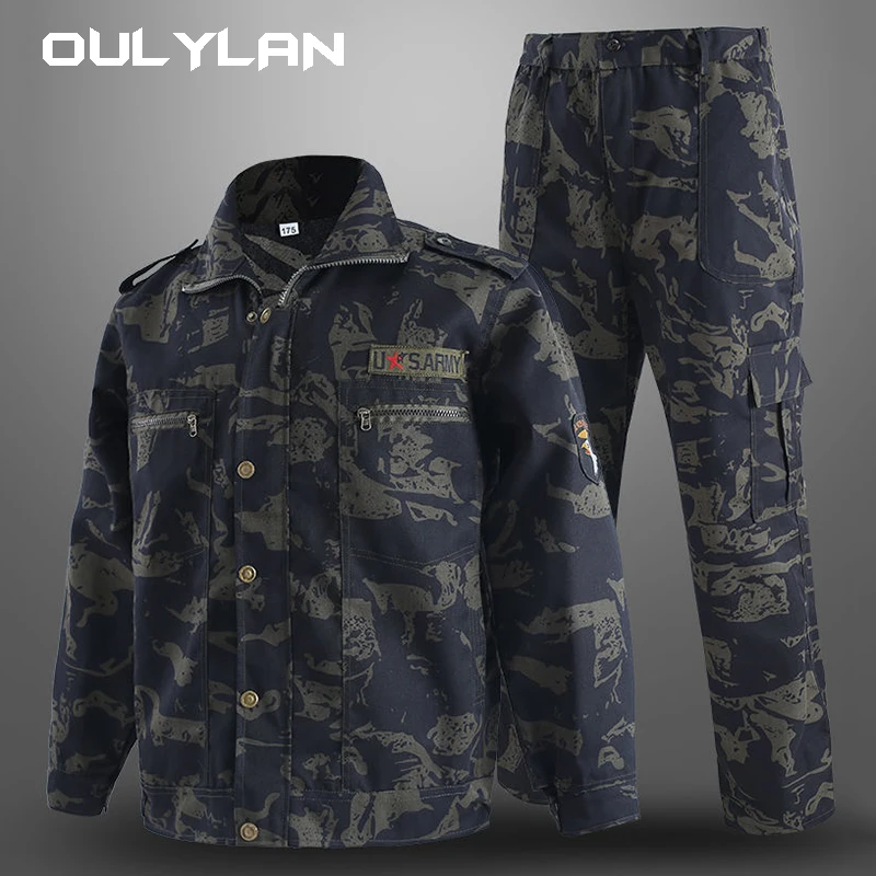 

Oulylan Men's Spring And Autumn Camouflage Uniforms Welders' Wear-resistant Overalls Labor Insurance Outdoor Tooling Suits