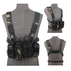 Tactical Chest Rig Vest with 5.56/7.62 Magazine Pouch Holder 1000D Laser-Cut Multifunctional Adjustable Tactical Outdoor Vest