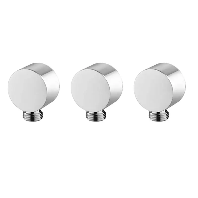 ABWZ-3X Wall Supply Elbow,Brass Round Wall Mount Shower Hose Connector Accessories G1/2Inch Water Outlet For Shower-Silver