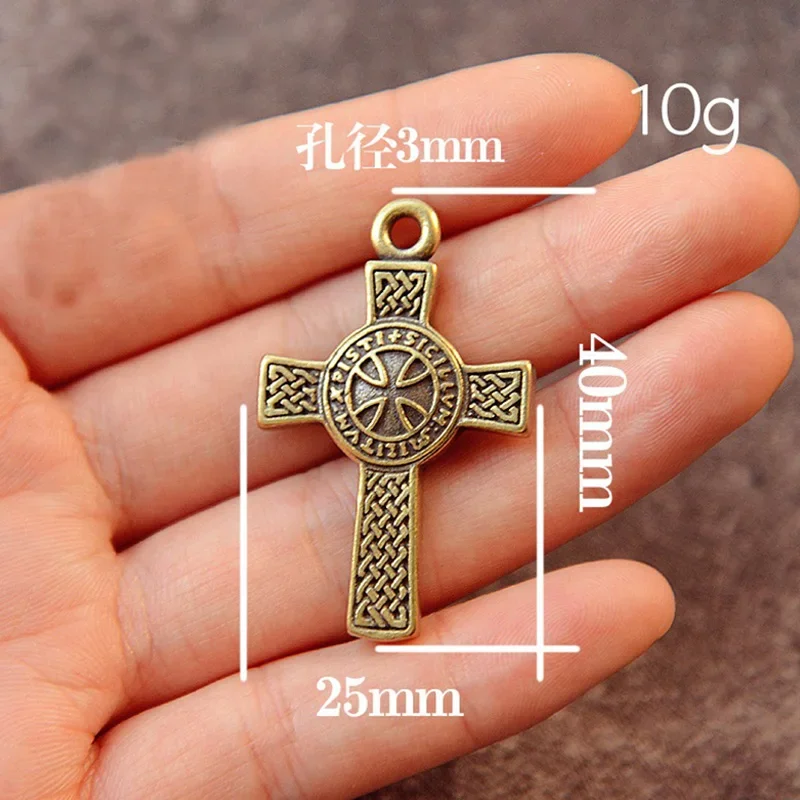 1 Stück Retro Messing Keltisches Kreuz Engel Jesus Friedens-Kruzifix Religiöser Stil für DIY Hängeaccessoires Ornament – Detail 1