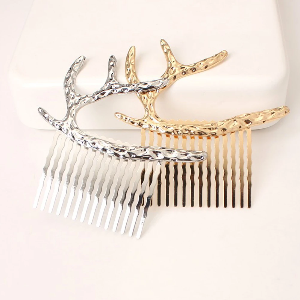 

4Pcs Alloy Antler Hairpin Durable Lightweight Retro Christmas Decorations Hair Comb Festive Accessories Headdress