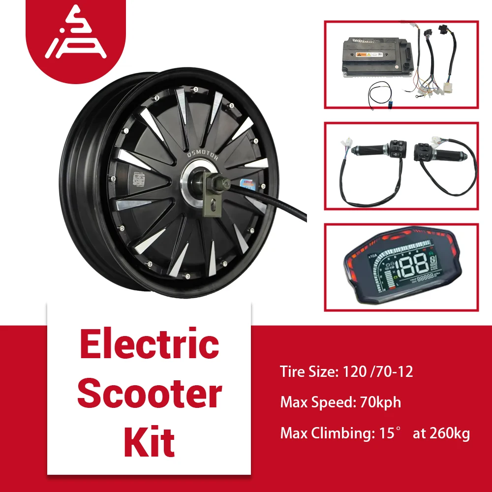 QSMOTOR QS260 12inch 72V 3000W Hub Motor Votol EM100SP V5.0 Controller Kit Plug & Play for High-Speed E-Scooter/E-Motorcycle