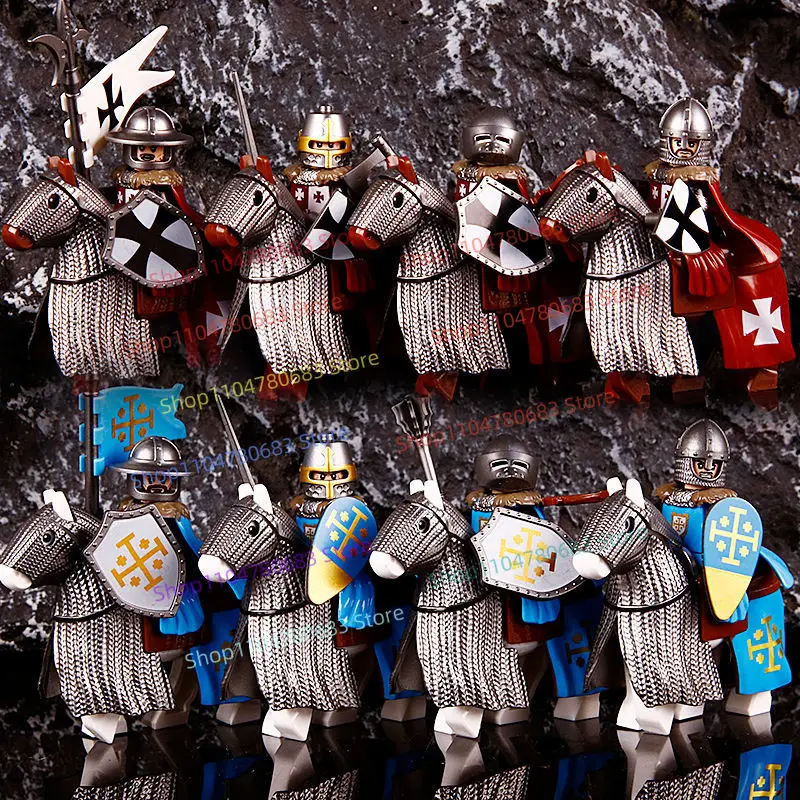 

Строительные блоки MOC, средневековая армия, кавалерия, мини-фигурка, сборная модель, дисплей, коллекционные аксессуары с героями мультфильмов аниме, игрушка в подарок