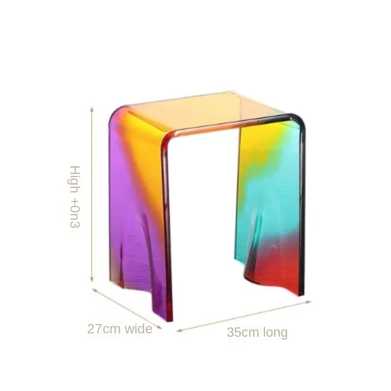 X&D Acrylic Rainbow Stool Colorful Shoe Changing Chair Casual Stools Transparent Bathroom Stools Internet Famous Dressing Stools