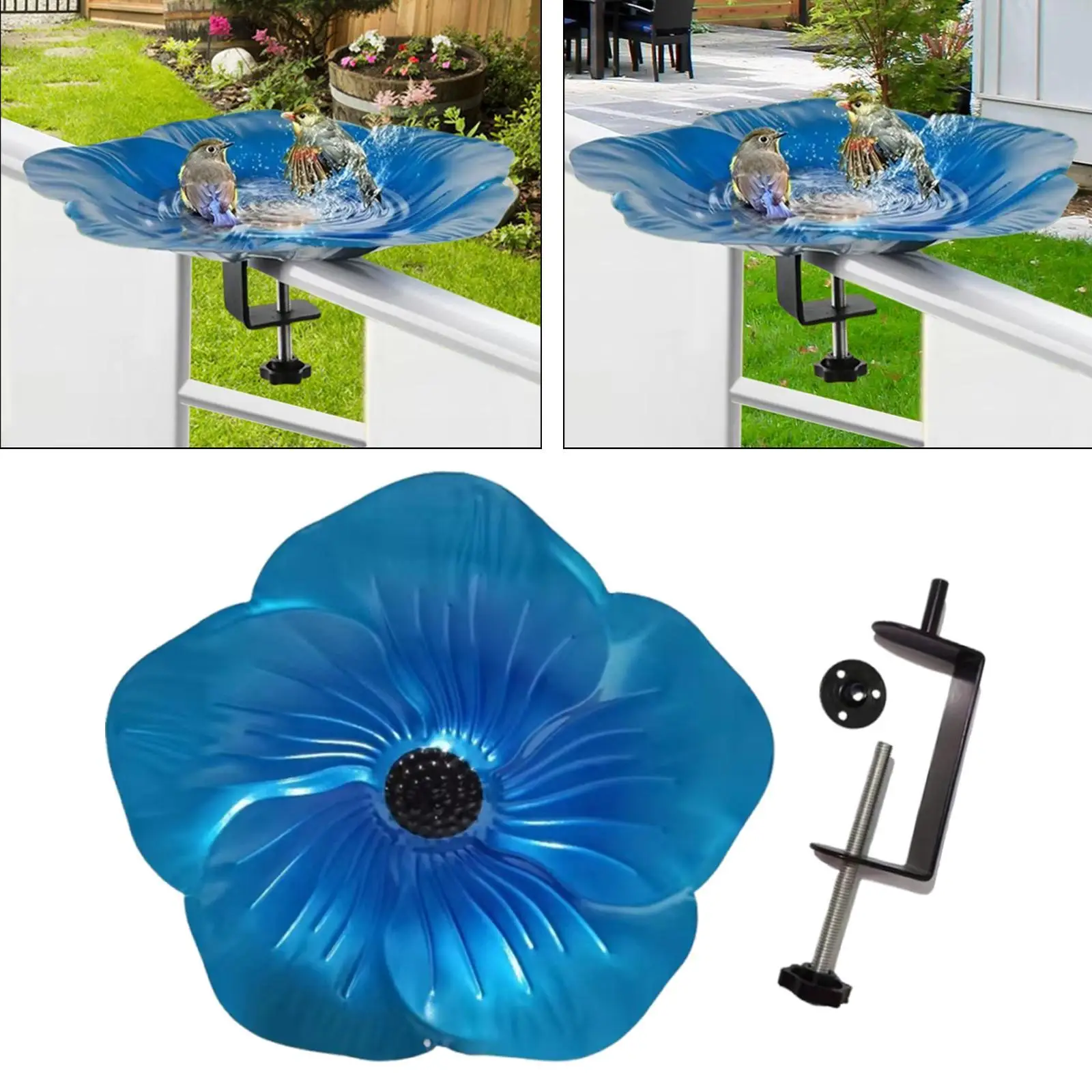 

Deck Railing Bird Feeder Tray Bird Feeder for Balcony Rustic Compact Garden Bird Bath