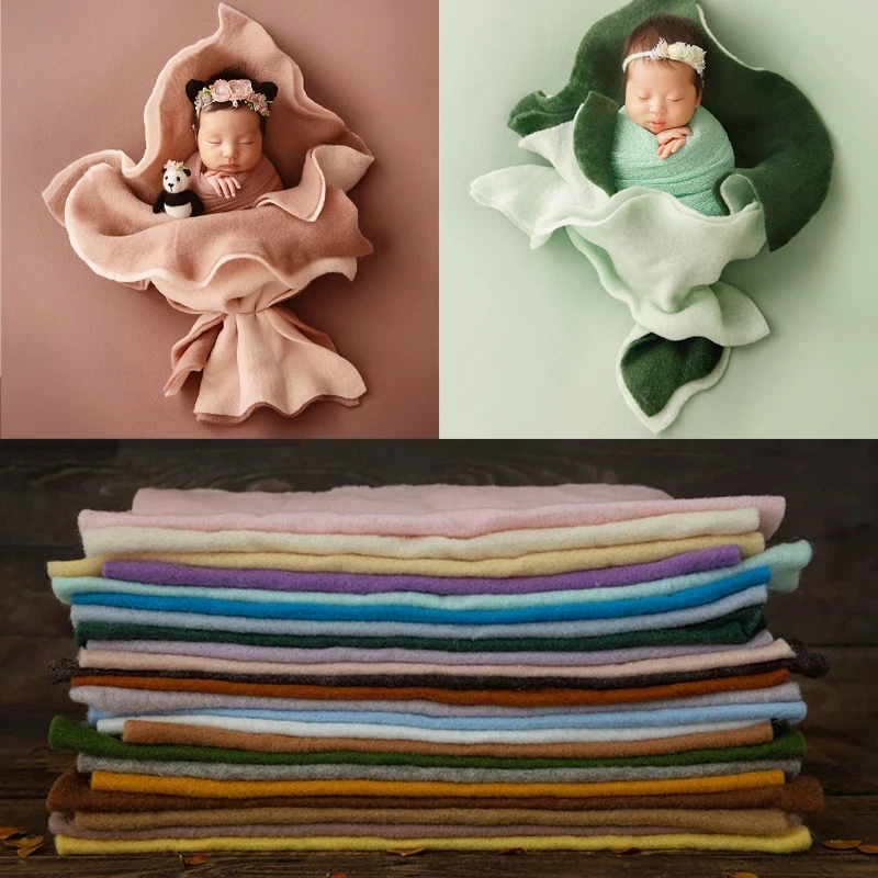 

22 Colors Wool Felt Photography Props Newborn Photo Creative Petal Wrapped Blanket Basket Filler Stuffer Studio Photo Accessorie