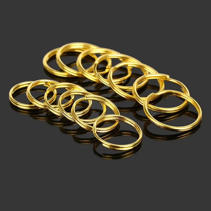 20mm 25mm Keyring Split Ring Gold Color Plated Steel Wire Ring For Keychain Making Connectors 100Pcs/Lot