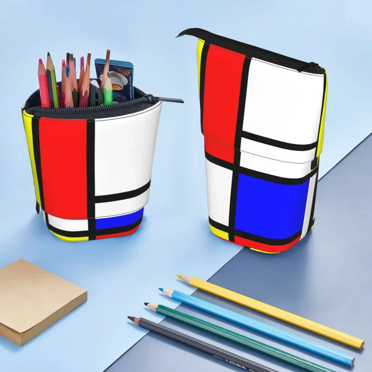 Piet Mondrian Composition Wendbares Federmäppchen für Schüler, Schule, Stiftbox, Bleistiftbeutel, Schreibwaren, Stifthalter, Tasche