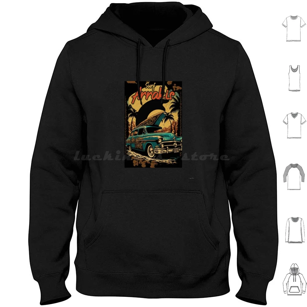 

Surf And Visit Arrakis-Vintage Distressed Surf-- Sci Fi Hoodie cotton Long Sleeve Retro Sandworm Surfing Surf Surfer Beach