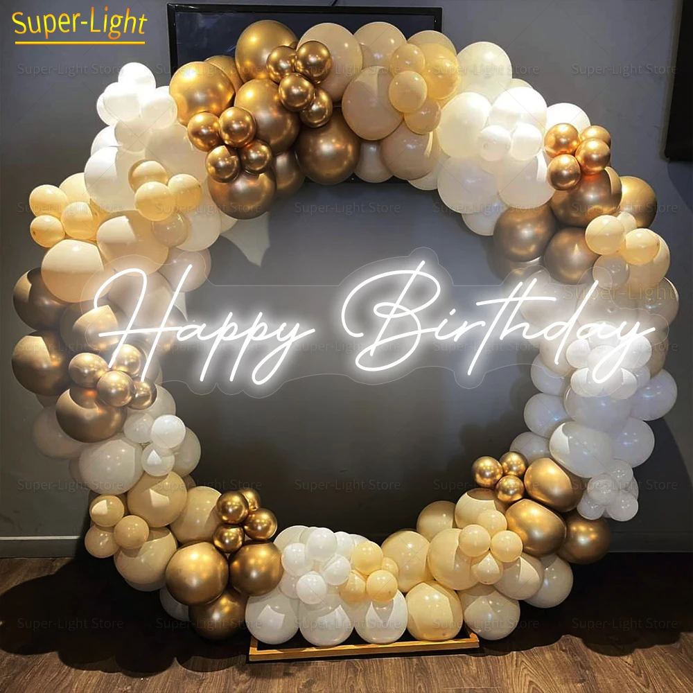 Custom Neon Sign 100CM Flexible LED Signage Big LED Light Sign Happy Birthday Neon Light for Room Bedroom Wall Decoration