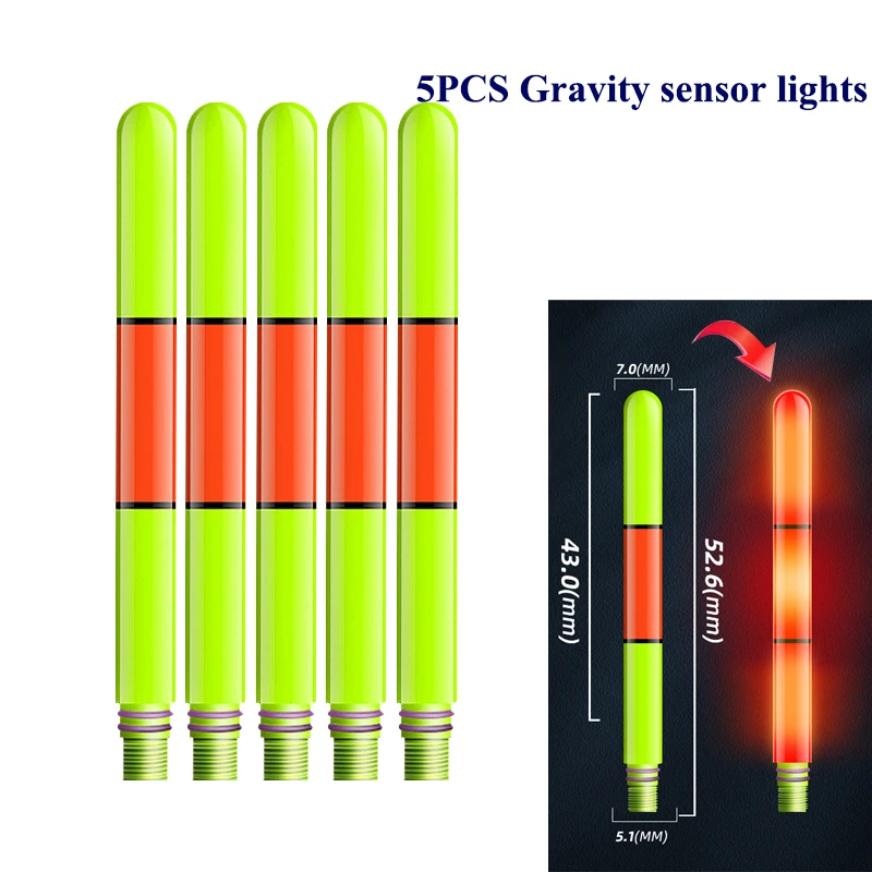 5PCS Gravity Sensor Light Sticks Tackle Electronic Light Sticks Ocean Fishing Light Sticks Accessories Bright Rock Fishing Tool
