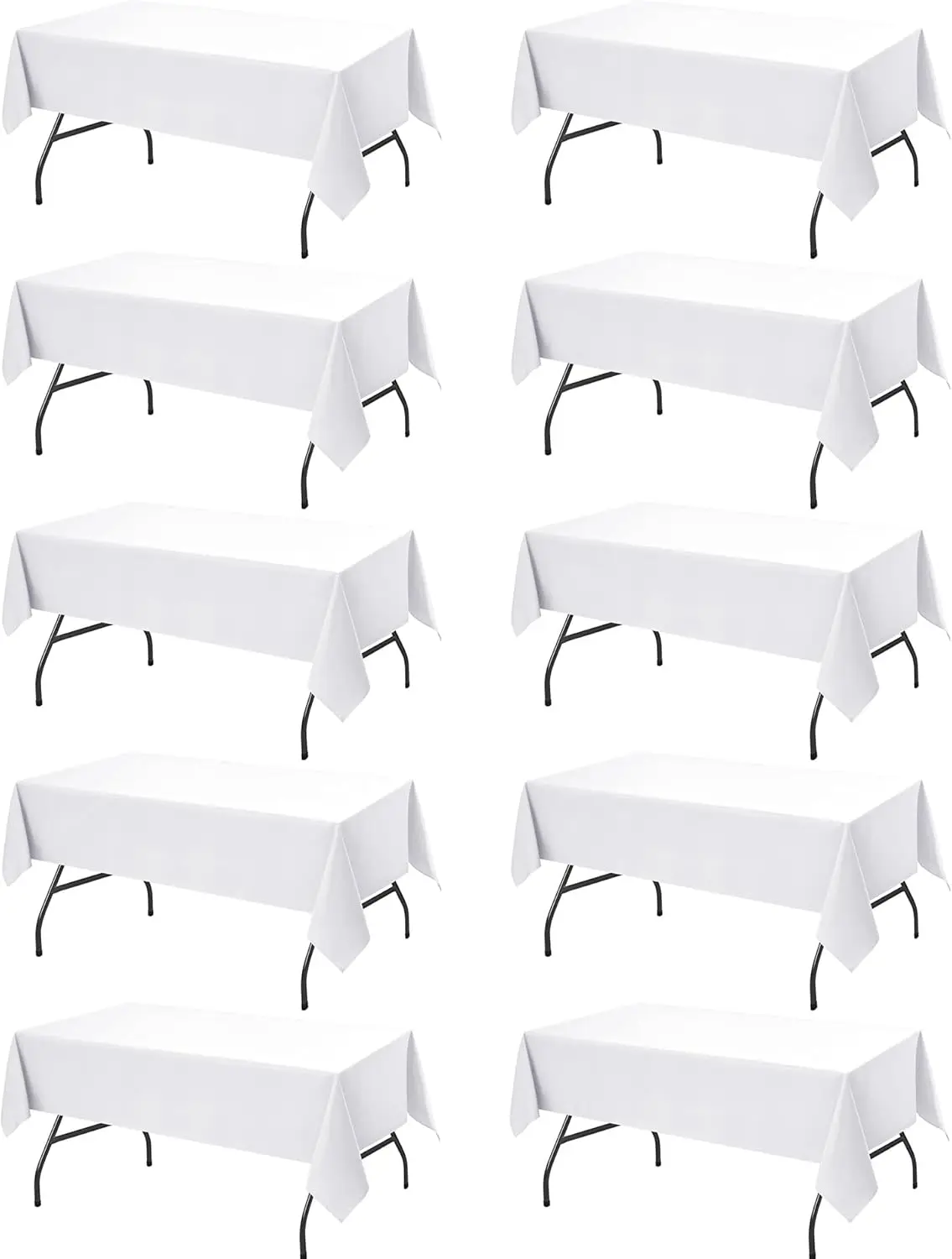 

Набор из 10 белых скатертей для прямоугольных столов, 60 x 84 дюйма, из грязеотталкивающей полиэстеровой ткани, для столов длиной 4 фута - Was