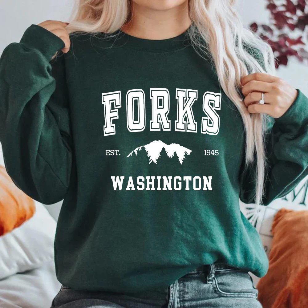 Twilight Unisex Crewneck Sweatshirt Forks Washington Hoodie Team Edward Sweatshirts Women Long Sleeve Harajuku Graphic Hoodies