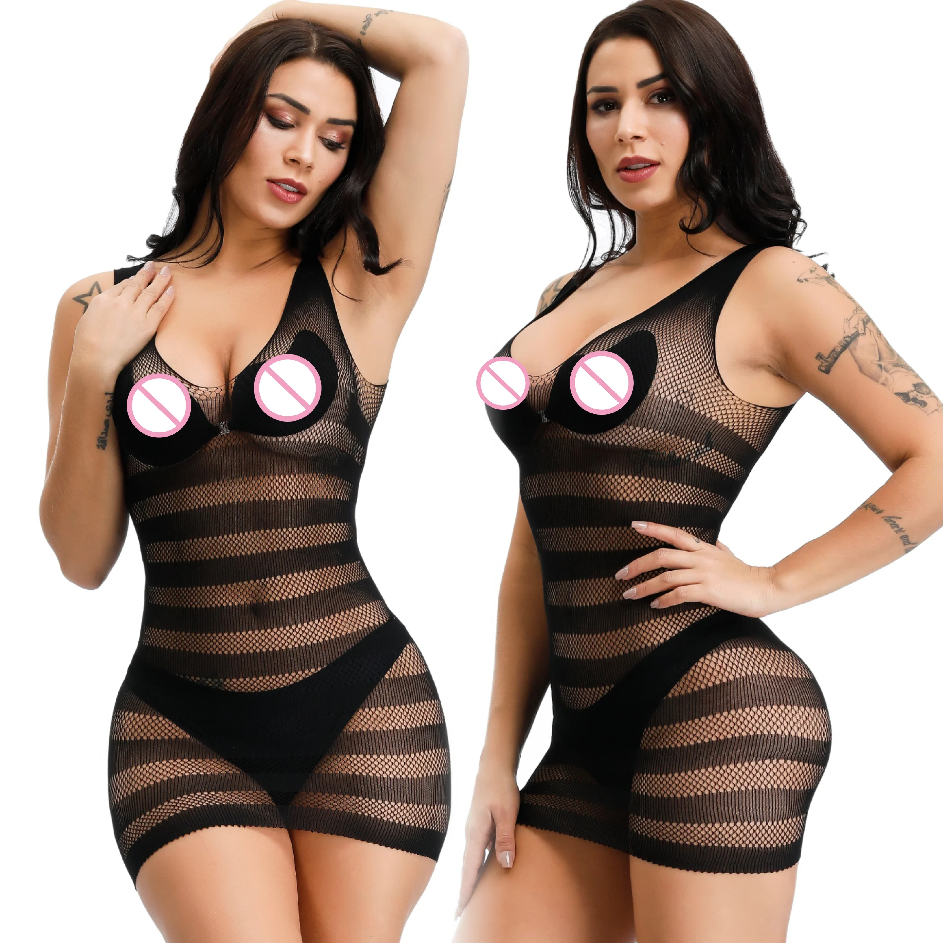2025 Nuovo abito da spiaggia Sexy Net Hollow Lingerie Donne erotiche Sheer Sleepwear Fishnet Night Club Party Wear Beachwear sexy