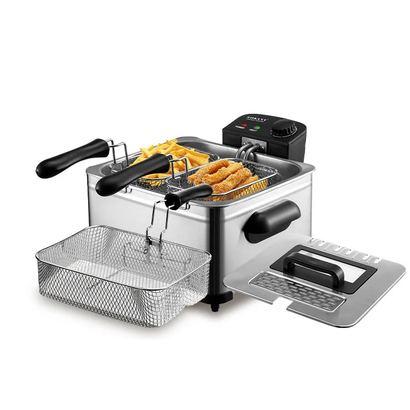 

5L Electric Deep Fryer with Timer, Household Multifunctional Oil Fryer Pot with Basket for Chicken, French Fries, Donuts