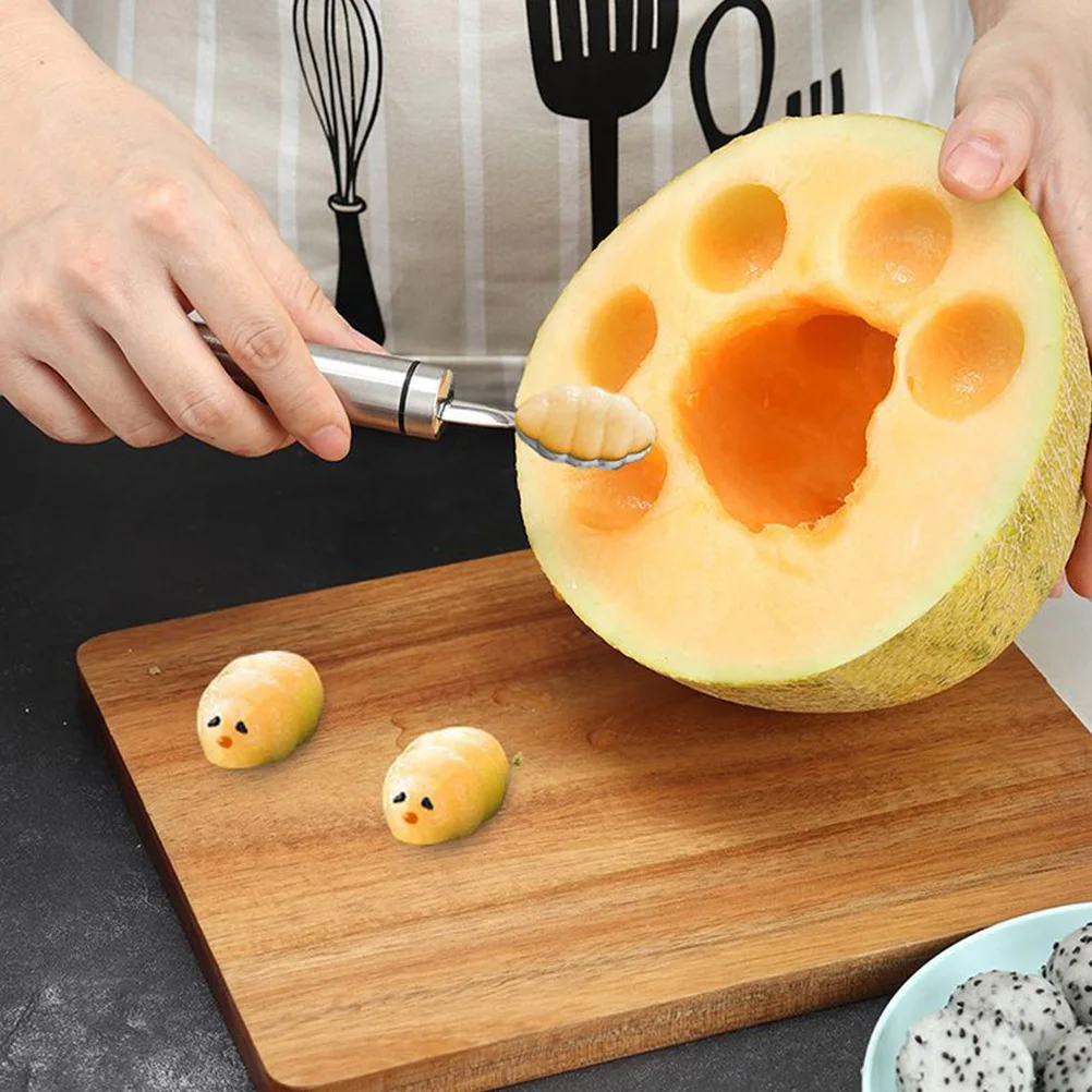 

4 Pcs Fruit Baller Set Stainless Steel Kitchen Supplies Watermelon Scooper Melon Carving Tools Fruit Pattern Maker
