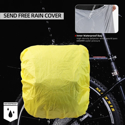 Imagen 2 del producto Bolsa de Alforjas para Bicicleta Rhinowalk, Impermeable, para Asiento Trasero, Doble, Gran Capacidad, Almacenamiento para Ciclismo, Accesorios para Bicicleta de Turismo al Aire Libre