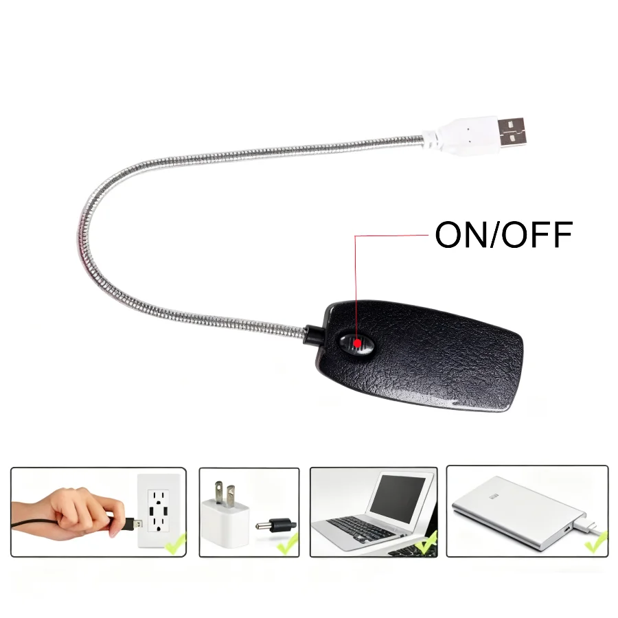 ไฟ LED 28 ดวง 4 สี พร้อมสวิตช์ USB หลอดไฟโลหะแบบยืดหยุ่น ใช้เป็นไฟอ่านหนังสือสำหรับโน้ตบุ๊ก เฟอร์นิเจอร์ และของใช้จำเป็นอื่นๆ สว่างมาก