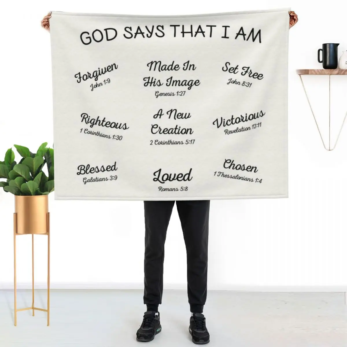 

God Says That I Am Christian Bible Verses Throw Blanket Stylish Couch Blanket for Home Living Room