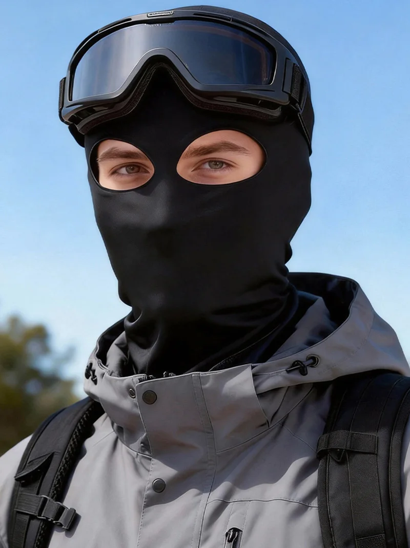 AliExpress NONE Summer Two Hole Pullover Hat Men Breathable Elastic Balaclava Hats Solid Color Motorcycle Cycling Outdoor Face Protect Accessory