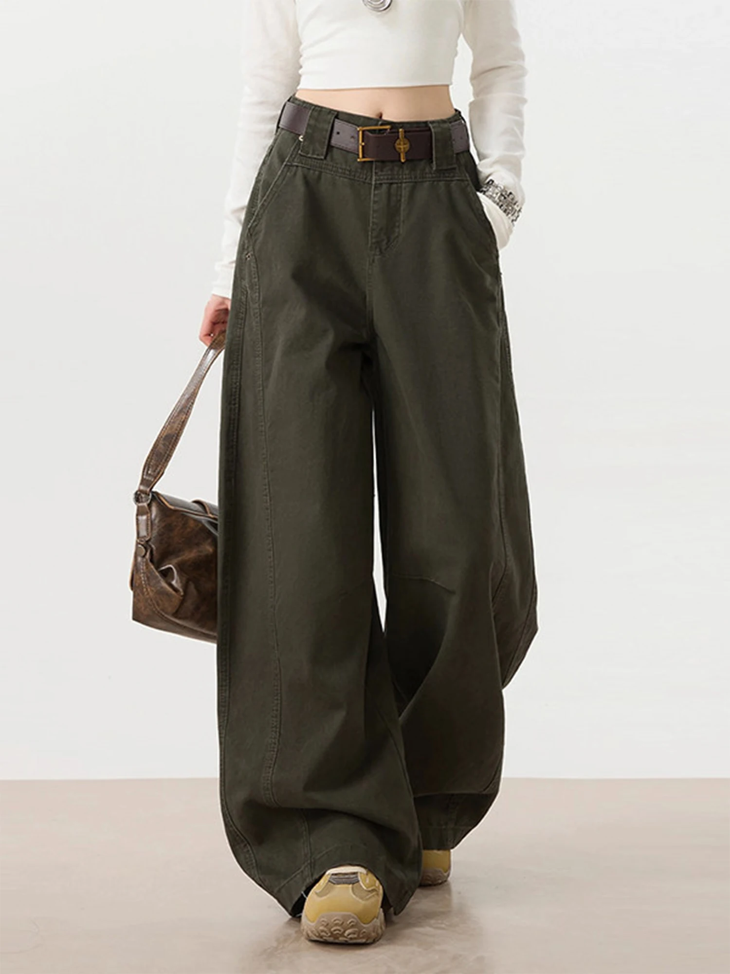 Women Army Green Cargo Jeans Y2k Gyaru Oversize Denim Pants Vintage Hiphop Grunge Baggy Denim Trousers Alternative Clothes 2026 view 3