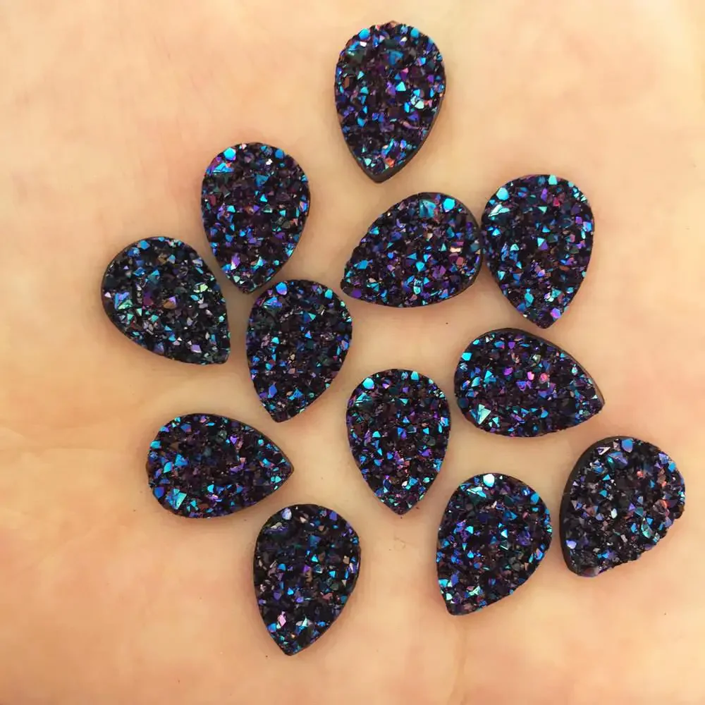 50pcs Shiny AB Resin 10*14mm Drop irregular surface Ore crystal flatback rhinestone Ornaments DIY Wedding appliques craft SW84*2