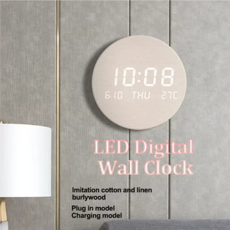 LED Digital Wall Clock Temperature Date Time Multi-function Display Living Room Home Bedroom Silent Clock Fashion Wall Clock