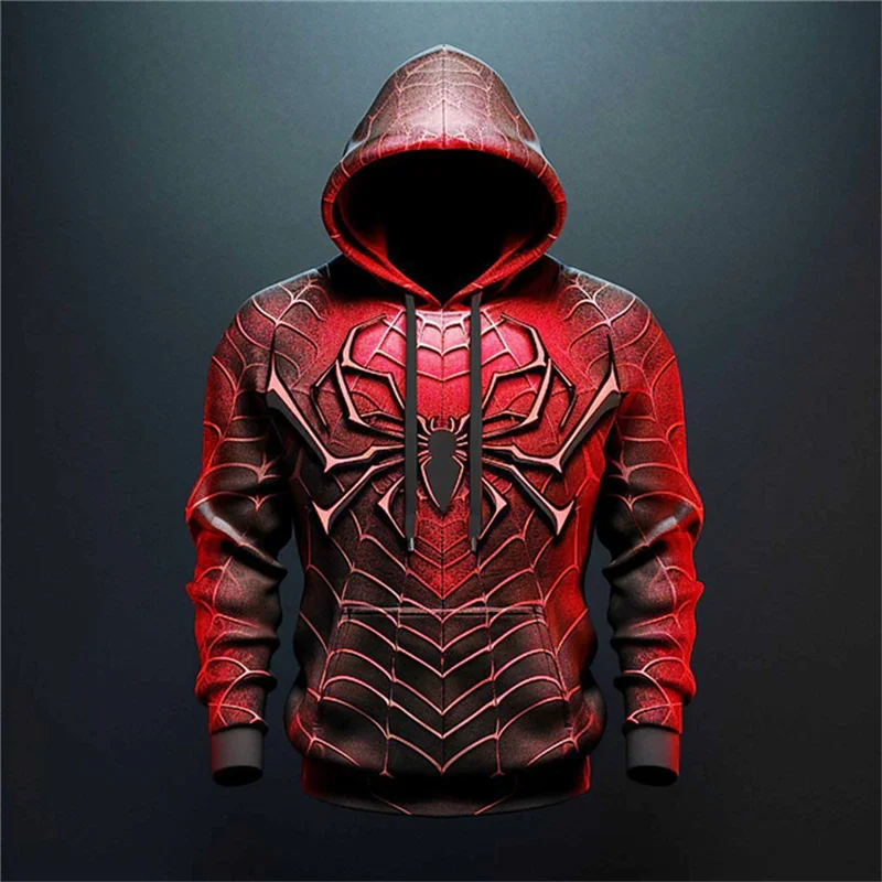 Autumn Fashion Sweatshirts For Men 3D Print Spider Pattern Leisure Cosplay  Oversized Hoodie Hip Hop Trend Harajuku Streetwear