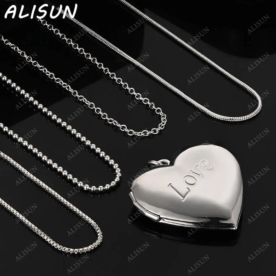 

ALISUN 40-75cm 925 Sterling Silver Heart Pendant Necklace For Women Men Creativity Gifts Street All-match Party And Daily Wear