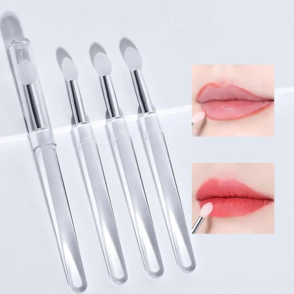 1pc Portable Silicone Lip Brush With Cover Soft Multifunctional Lipstick Lip Balm Makeup Lipgloss Brushes Applicator H3S4