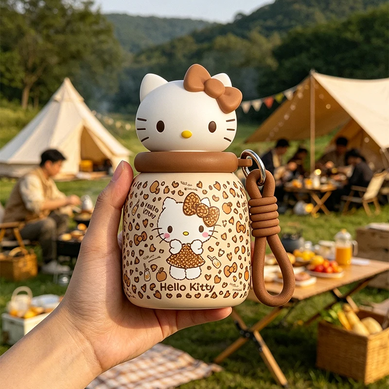 X&W Sanrio Hello Kitty 250ml Mini Insulated Cup Portable Stainless Steel Tumbler with Lanyard Insulated Water Bottle for Kids