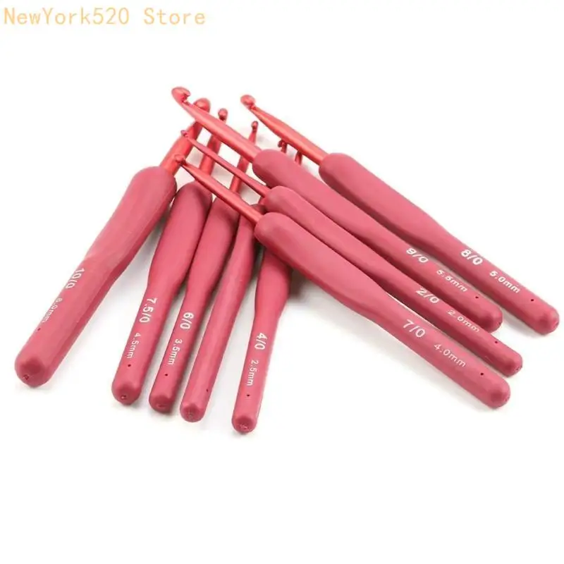 9pcs Crochet Hooks Set Silicone Handle Knitting Needle for Arthritic Hands Crochet Needle Yarn Craft Gift for Women N84C