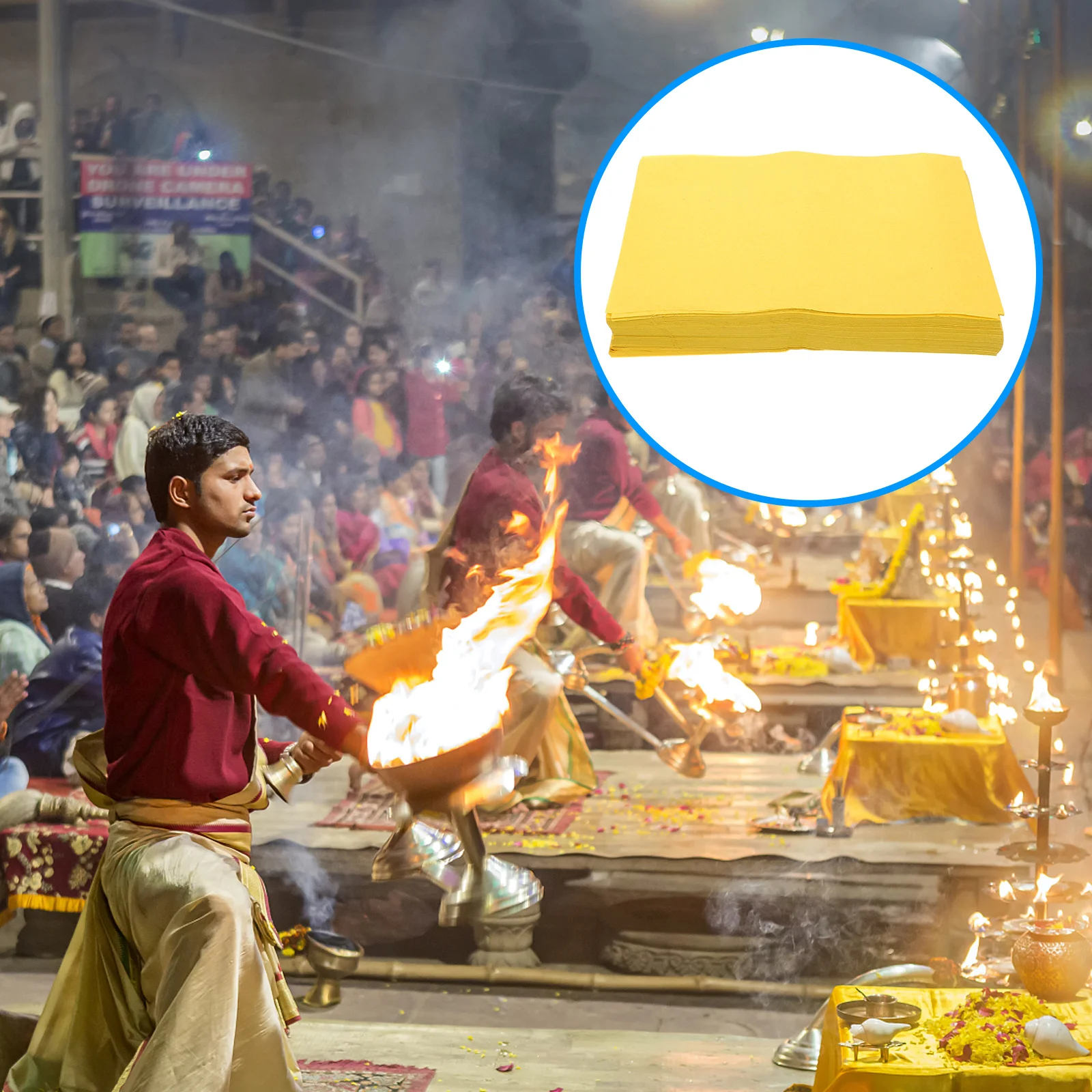 

500 pcs Yellow Paper Ancestral Worship Sacrifice Paper For Qingming Festival Ghost Festival Tomb Sweeping Day Blessing