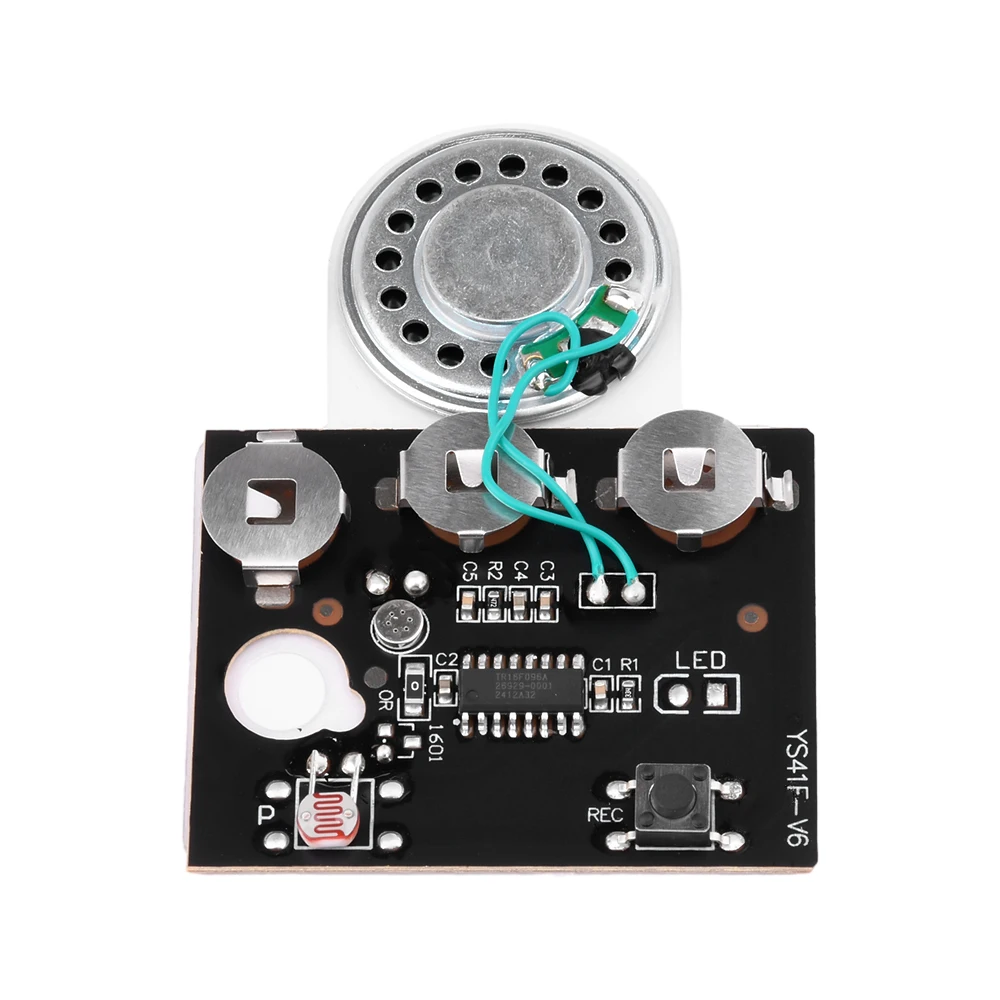30s Audio Voice Recording Playback Module DIY Light-Sensitive Version Cord for Greeting Card NO with 3 LR1130 Batteries