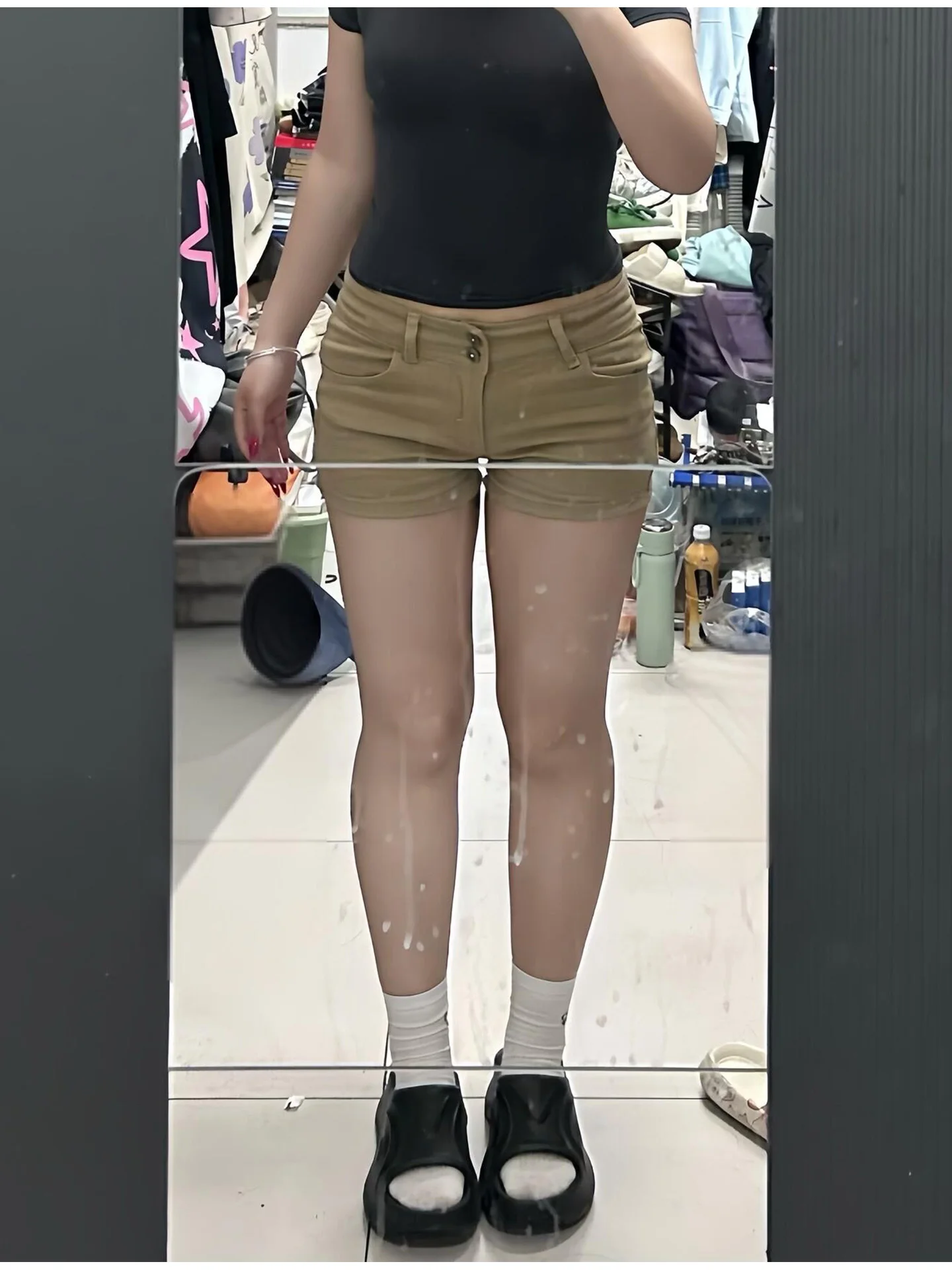 

High Waist Double Bule Flared Jeans orts Women's Khaki Color Slimming Hot Pants Retro Sle Straight Leg Jeans orts