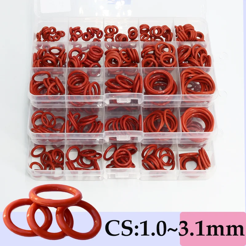 Silicone O Ring Seal Plumbing Gasket  Sealing Oil Resistant Red Oring High Temperature Washer CS1.0-3.1mm VMQ Ring Set
