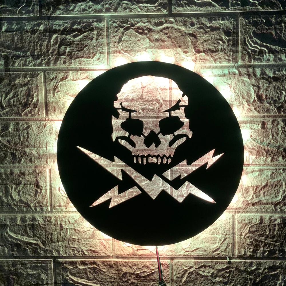 ZK30 Creative Skull LED Wall Lamp Home Decor Bedside Background Wall Sign Lamp USB Remote Control 16 Color Cable 2 Meters