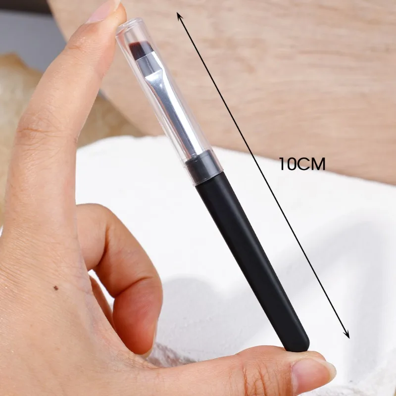 Pennelli per trucco sottili angolati con lama portatile pennello per Eyeliner per ciglia per sopracciglia Fine piatto pennello per labbra in Silicone strumento per trucco professionale