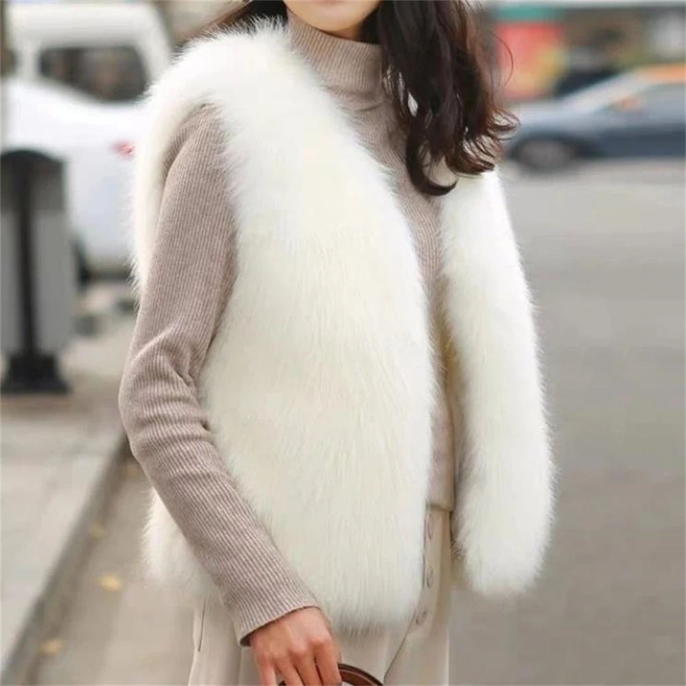 

Fur Outerwear Gilet 2024 New Winter Female ImitationFox Fur Vests Coat Winter Warm Waistcoat Fur Vest Jacket Sleeveless Coat