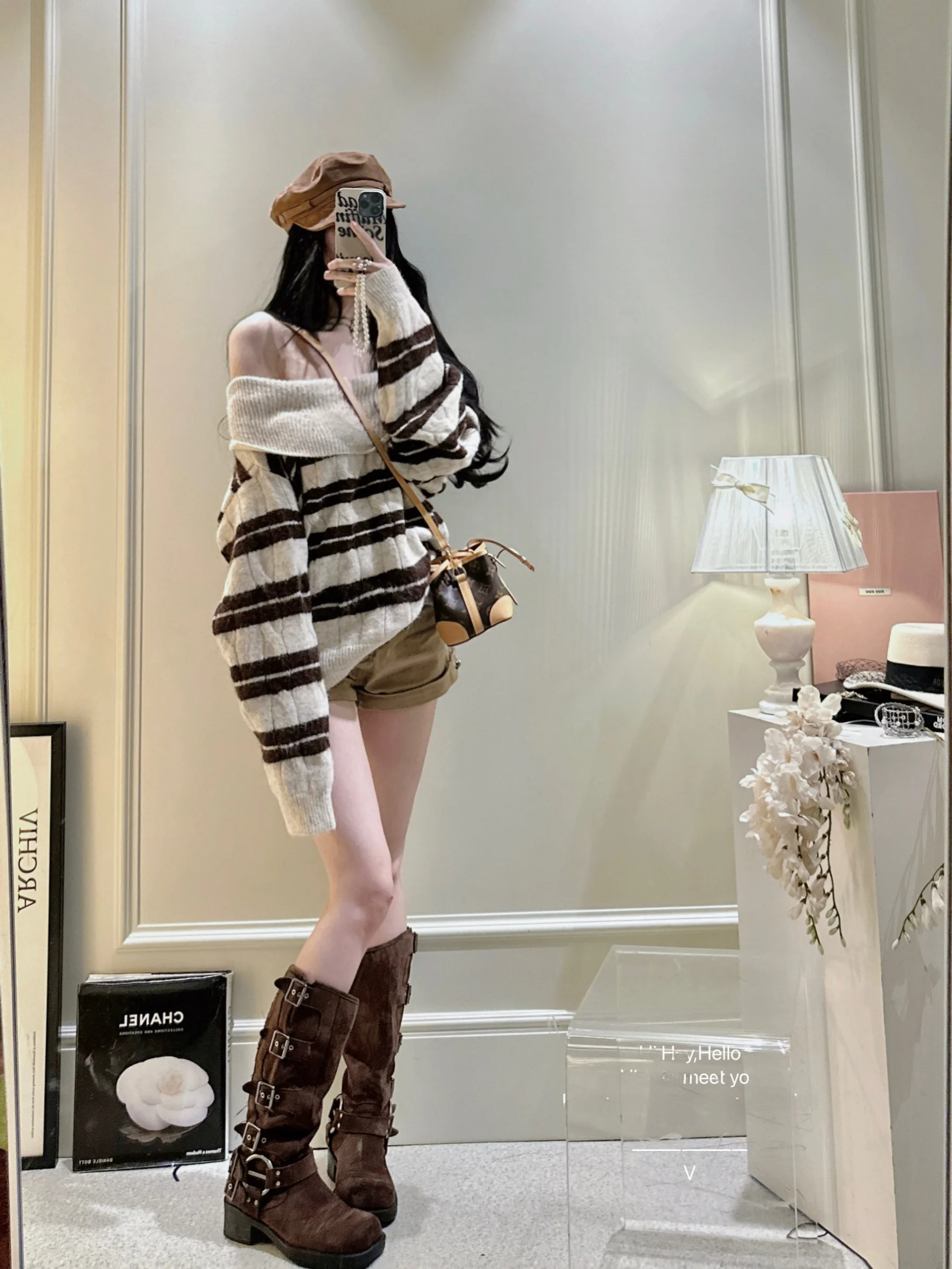 

Свободный полосатый трикотаж, свитер с высокой талией, комплект женской модной корейской одежды больших размеров, одежда из полиэфирного волокна, длинный свеч