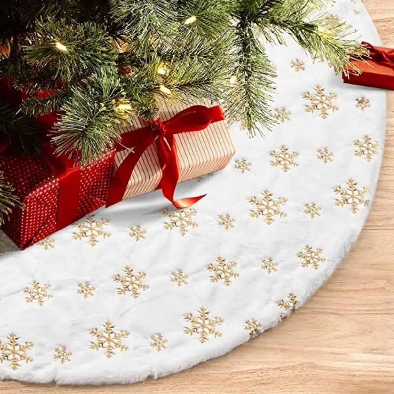 Soft Faux Fur Christmas Tree Skirt, Sequin Carpet Mat, Home Decor, New Year Party Decorations, Xmas Trees, 78 cm, 90 cm, 120cm