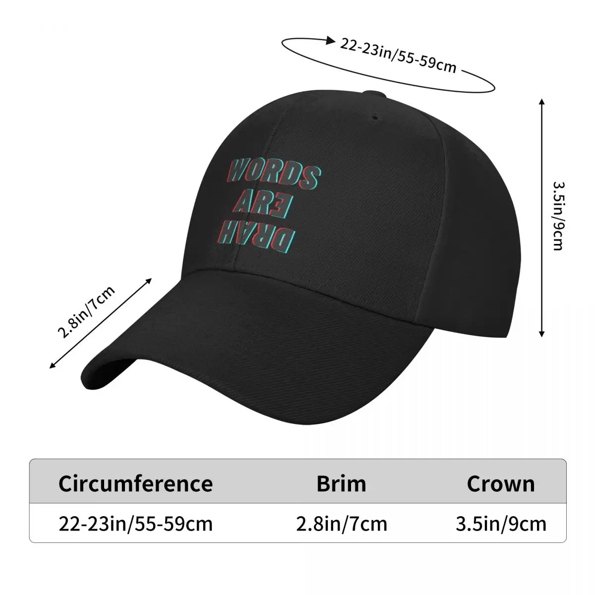 Words Are Hard (White) Baseball Cap Rave Designer Hat beach hat Golf Wear Men Women's