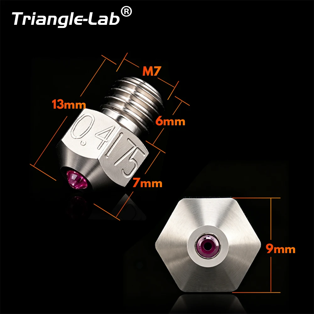 Trianglelab® MK10 Ruby Plated Copper Nozzle Out of print M7 Thread for 1.75mm Filament Wear Resistant for Carbon Fiber PEEK PETG