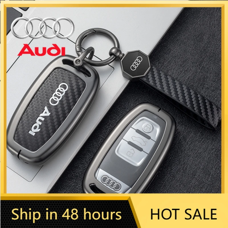

2025 Hot Car Zinc Alloy Key Case Key Chain Metal Key Shell For Audi Q8 RSQ8 A6 S6 RS6 A7 S7 RS7 A8 A7L RS E-tron GT Q4 Q5 e-tron